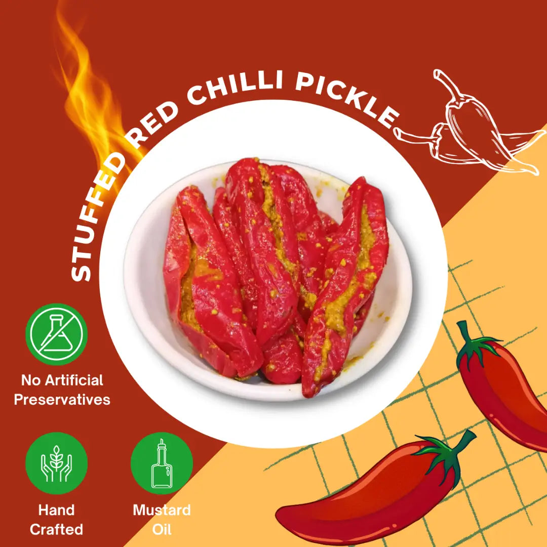 Stuffed Red Chilli Pickle | भरवां लाल मिर्च का अचार